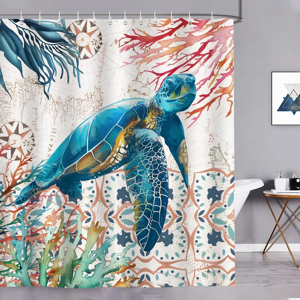 Tenda Bagno Tartaruga Bonhause 180x180 cm Antimuffa e Idrorepellente