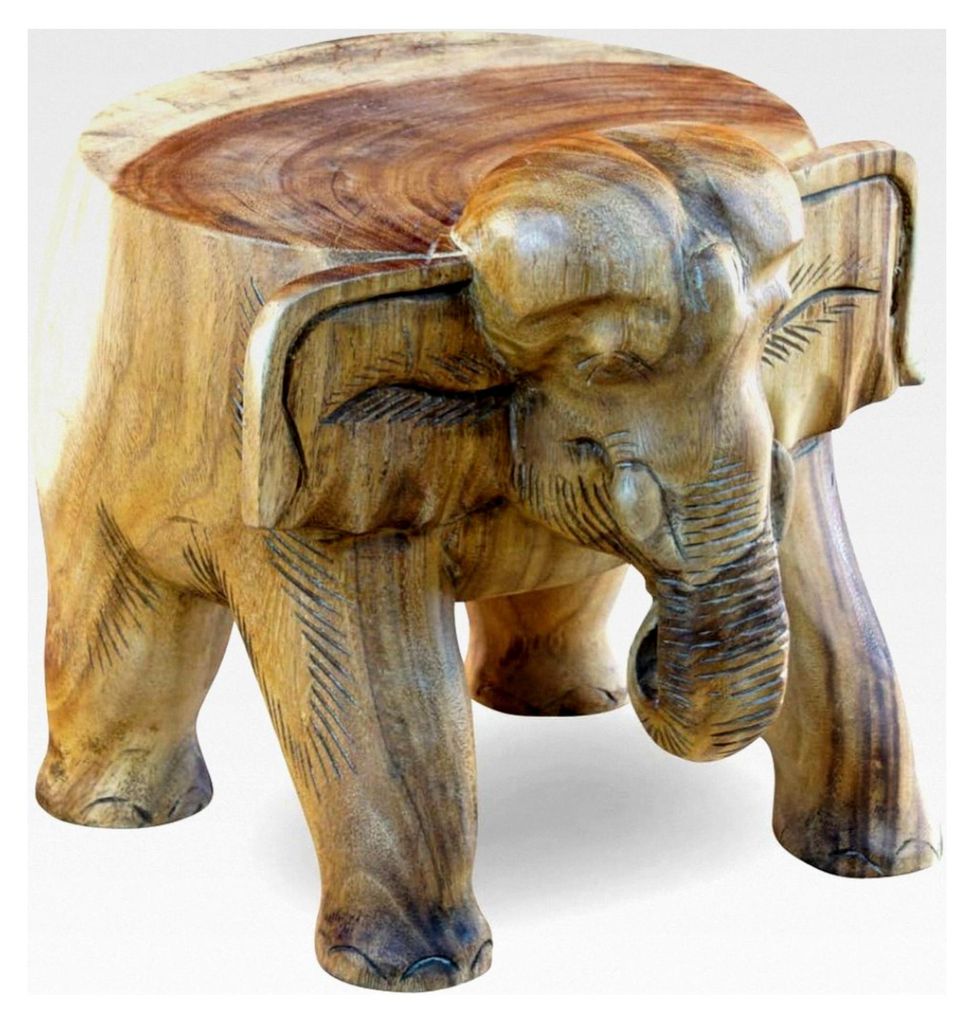 Blumenständer Elefant BAGO - 35cm Blumenhocker aus Akazienholz in Elefantenform