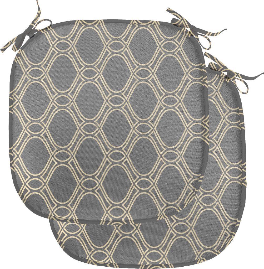 ABAKUHAUS Geometrisch Polster für Esszimmerstühle, Ovale Formen Stripes, Dekoratives wasserfestes Kissen mit Riemen für Küchensitze, 40 cm x 40...