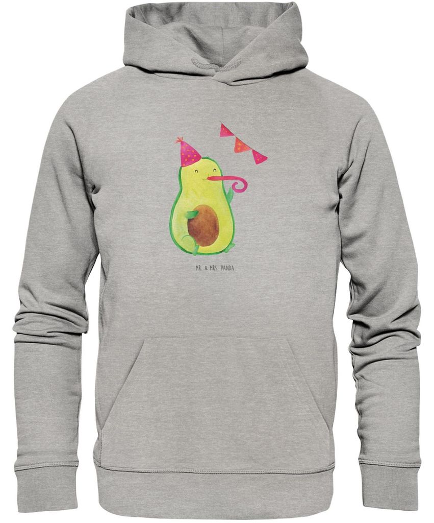 Mr. & Mrs. Panda Nachhaltiger Hoodie Avocado Party Größe XS - Heather Grey - Geschenk, Pullover, Geburtstag, Happy Birthday, Sweatshirt, Statemen...
