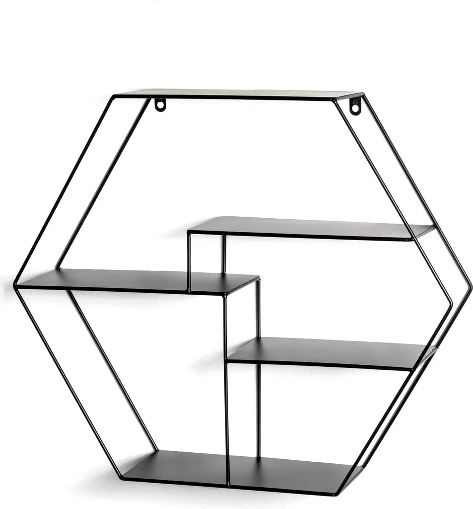 Étagère Murale Noire pour Salon et Bureau - Rangement Métal Déco 61 cm