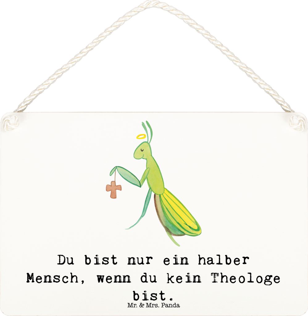 Mr. & Mrs. Panda Schild Theologe Herz DIN A6 - Weiß - Geschenk, Deko, holzbild, Holzschild, Wandbild Holz, Türschild