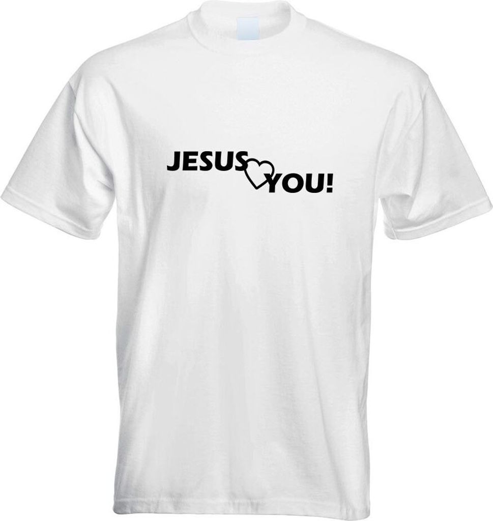 Kiwistar - T-Shirt - Weiss - Jesus Love You Christentum Motiv Bedruckt Funshirt Design Print - mit Motiv Bedruckt - Funshirt Design - Sport - Freiz...