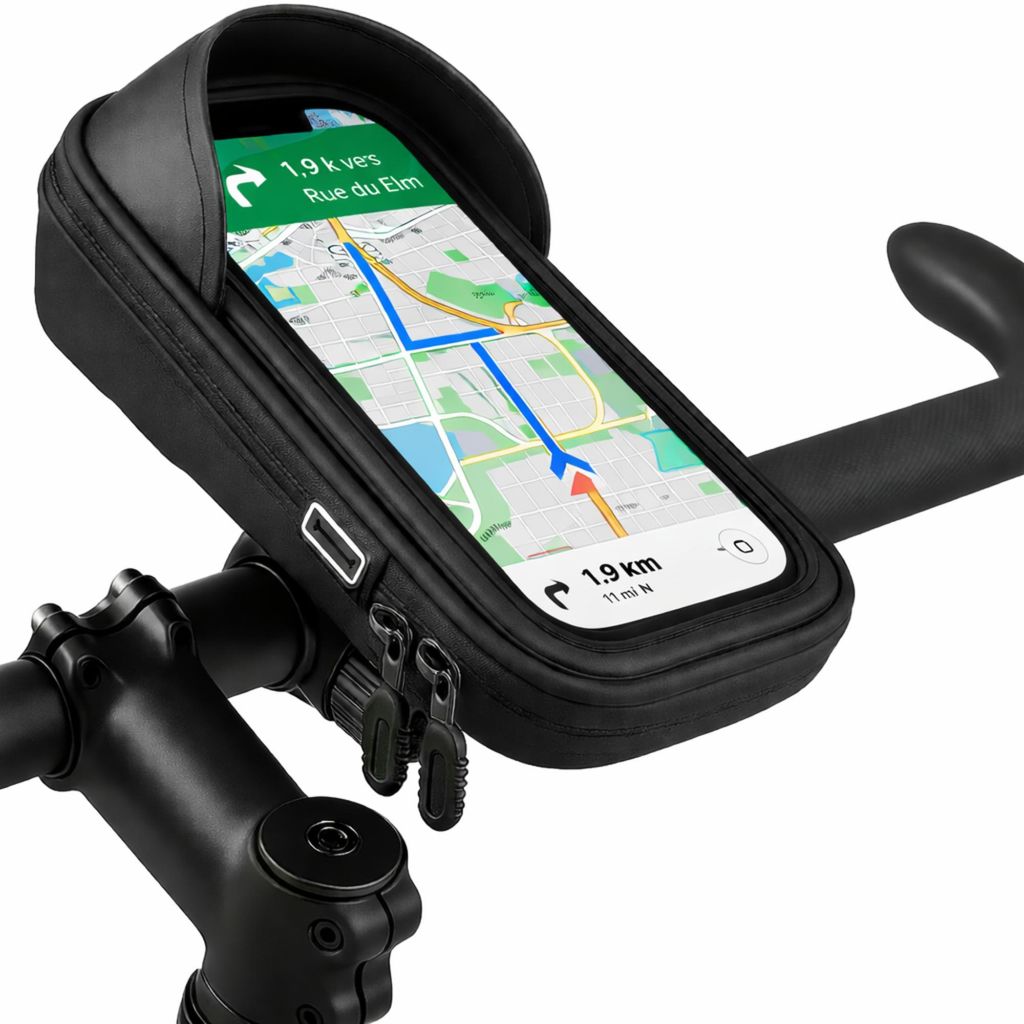 Handyhalterung für Fahrrad, Motorrad, Roller, Scooter – Wasserdichte Tasche, um 360° drehbar, für Smartphones von 5,5 bis 8 Zoll, Phonillico