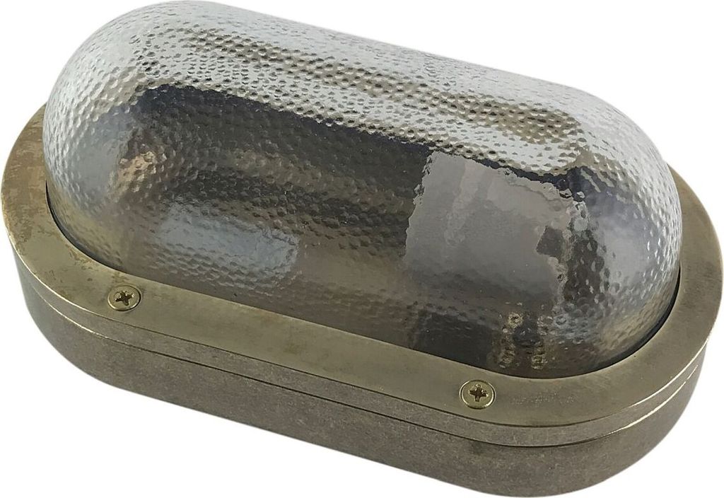 Wandleuchte außen Messing Glas B: 23 cm IP64 in E27 Maritim Ovalleuchte