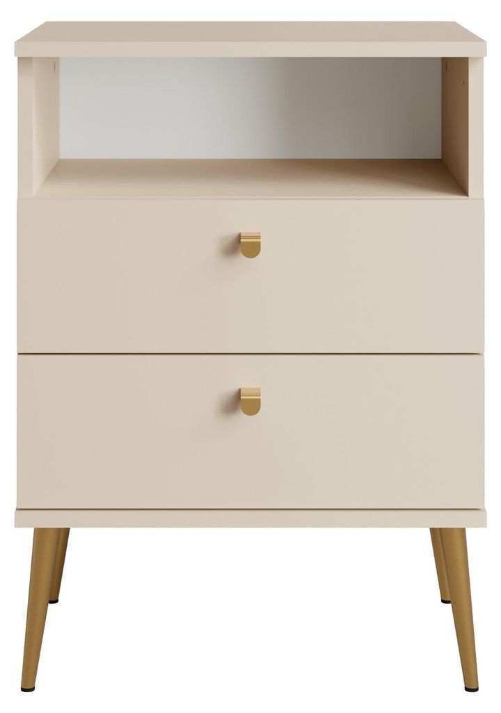 Masseno Nachttisch STRATUS Nachtschrank Beistelltisch für Schlafzimmer 50 x 69,4 x 33,9 cm Beige