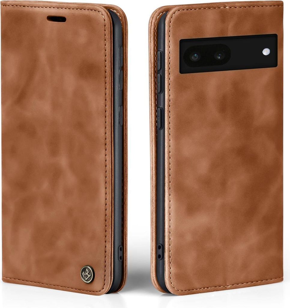 Handy Hülle für Google Pixel 6a Klapphülle Bookcase Flip Cover Handy Tasche Etui Farbe: Hellbraun