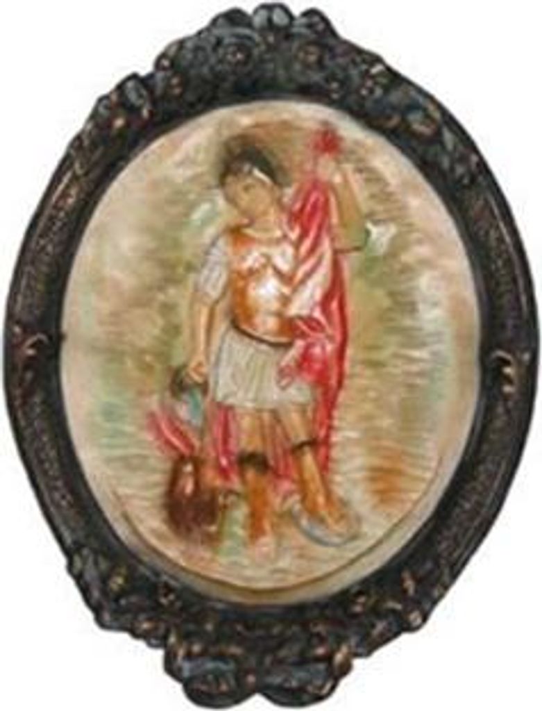 Bilderrahmen mit Seidenmalerei antik stil Alexander der Große Wandrelief 49 cm