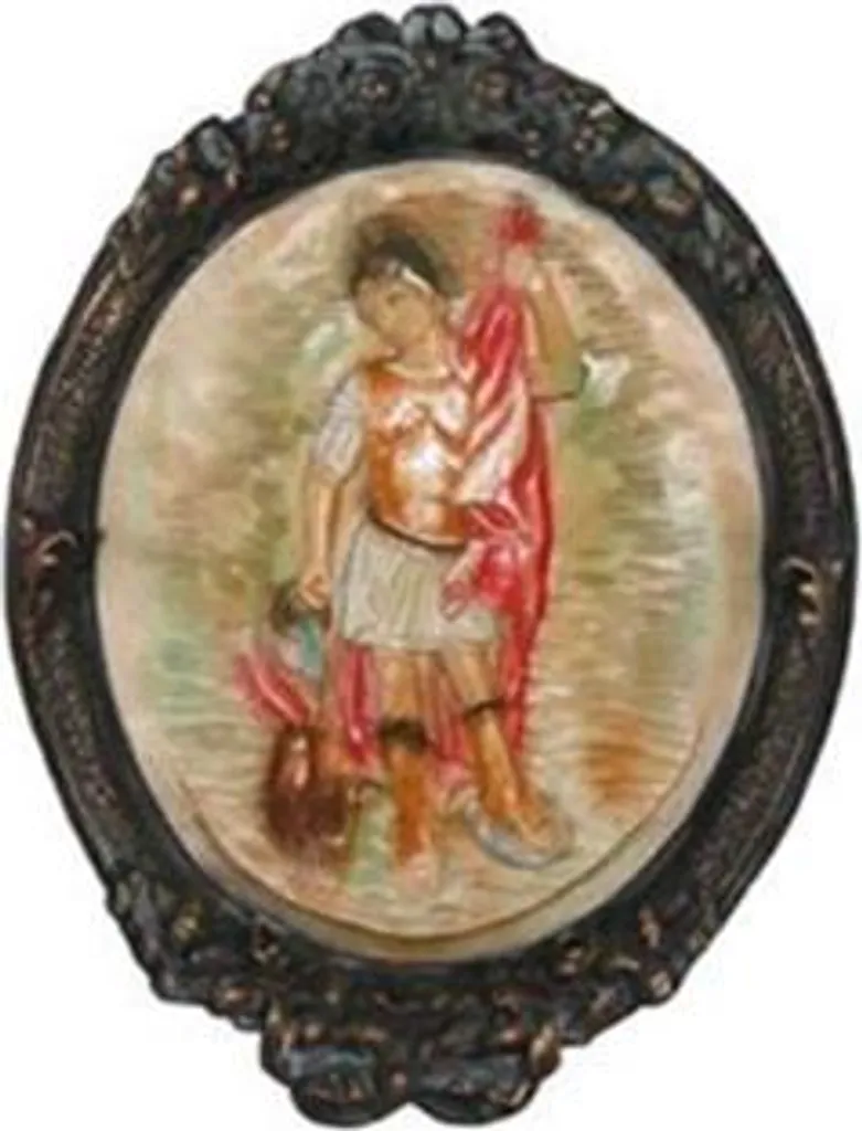 Cadre décoratif Alexandre le Grand relief soie 49 cm style ancien