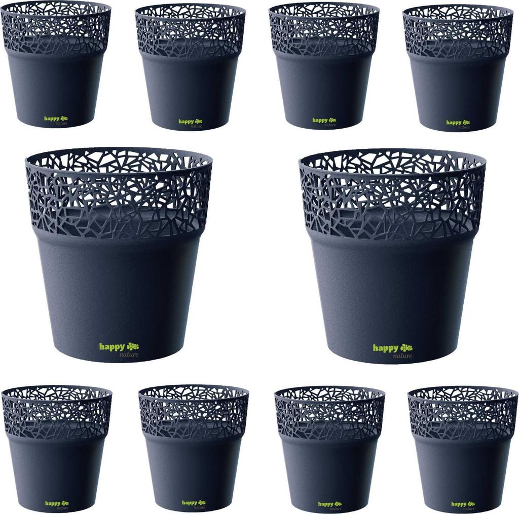 10er-Set Kunststoff Blumentopf Ibo anthrazit Ø 17,5 cm H 18,0 cm