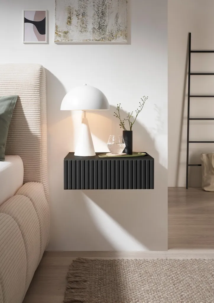Table de nuit murale pour lit boxspring TABONI graphite avec tiroir 42 - 4