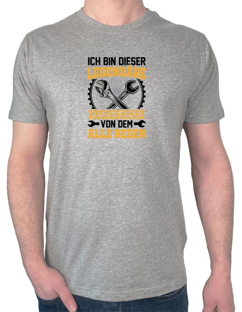 Huuraa Herren T-Shirt Ich bin dieser legendäre Handwerker von dem alle reden L Sport Grey Bio Baumwolle Fairtrade Herrenshirt Geschenkidee