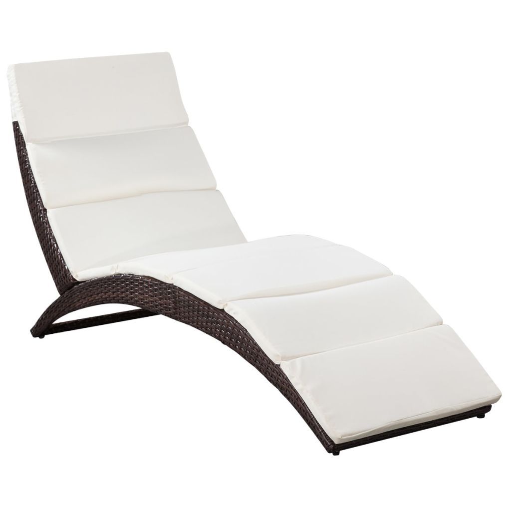 vidaXL Bain de soleil pliable avec support Poly rotin brun Image du produit 