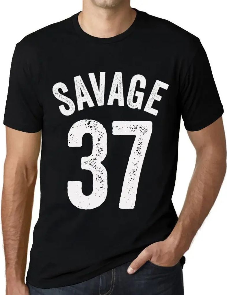 Herren Grafik T-Shirt Savage 37 Geschenk 37. Geburtstag Jahrestag 37 Jahre Jubiläum 37 Jährige Mann Jahrgang 1987 Kurzarm Lustige Druck