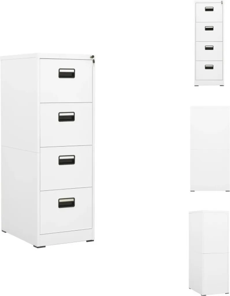 Armoire à dossiers vidaXL en acier blanc 46x62x133 cm pour bureau moderne