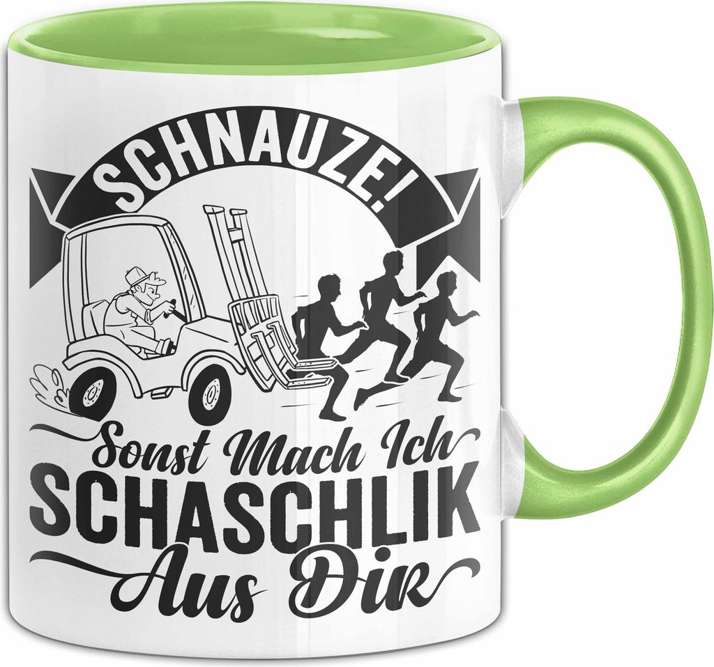 Gabelstapler Tasse Geschenk Gabelstaplerfahrer Lagerist Geschenkidee Sonst Mach Ich Schachlick Aus Dir Hupwagen Lager Geschenkidee Kaffee-Becher (G...
