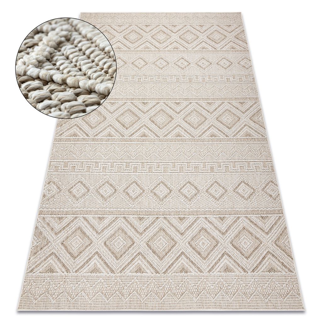 Teppich JERSEY 19234 beige - Rauten, Struktur, Schleife BOHO beige 120x170 cm