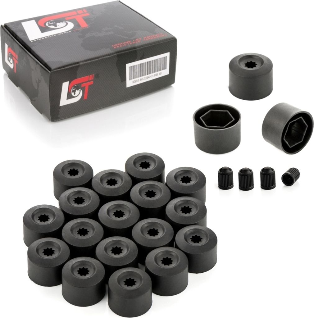 20x Radschrauben Kappen Radschraubenkappen Set 17mm schwarz für VW SEAT SKODA