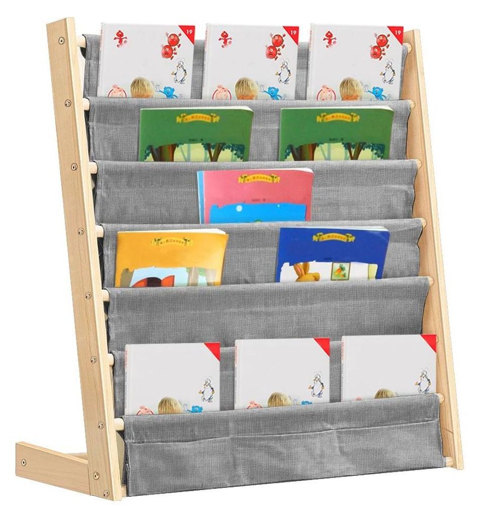 Kinder Bücherregal - Standregal mit 6 Ebenen - Offenes Holz Produktbild 