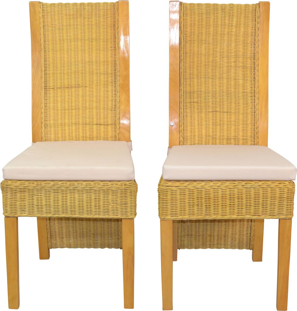 Rattanstuhl 2er-Set mit Sitzkissen Produktbild 