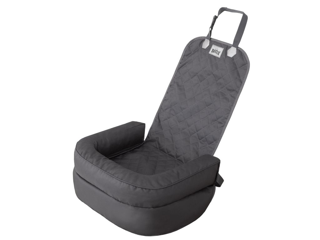Doggy Hundeautositz Hundekorb Reisesitz – faltbare Hundeautobox für Auto Vordersitz & Rücksitz, mit Sicherheitsgurten Oxford Grau 55×42×57 cm