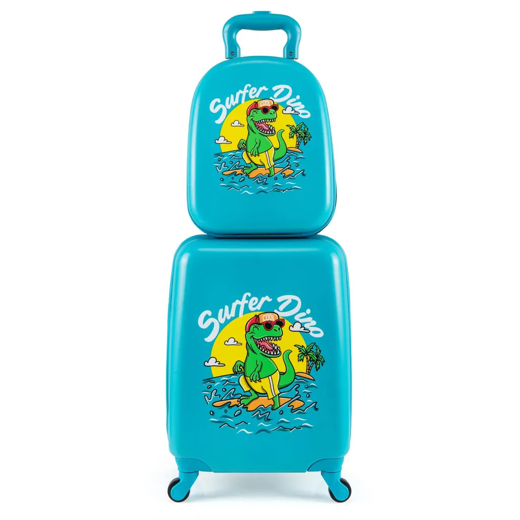 Valise pour enfant et sac à dos COSTWAY, set bagage enfant rigide 2 pcs