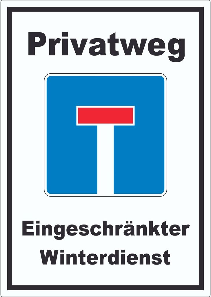 Privatweg Eingeschränkter Winterdienst Aufkleber A4 (210x297mm)