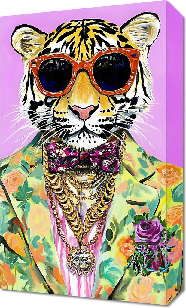 Bild 30x50cm Vintage Plakat Kunst | Tigerportrait | Pop Art