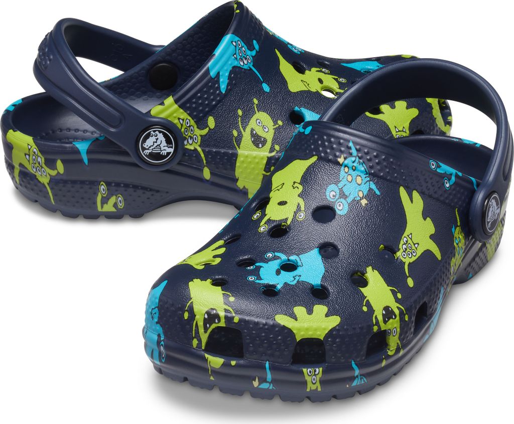 Crocs Kids' Classic Monster Print Clog Navy 23-24