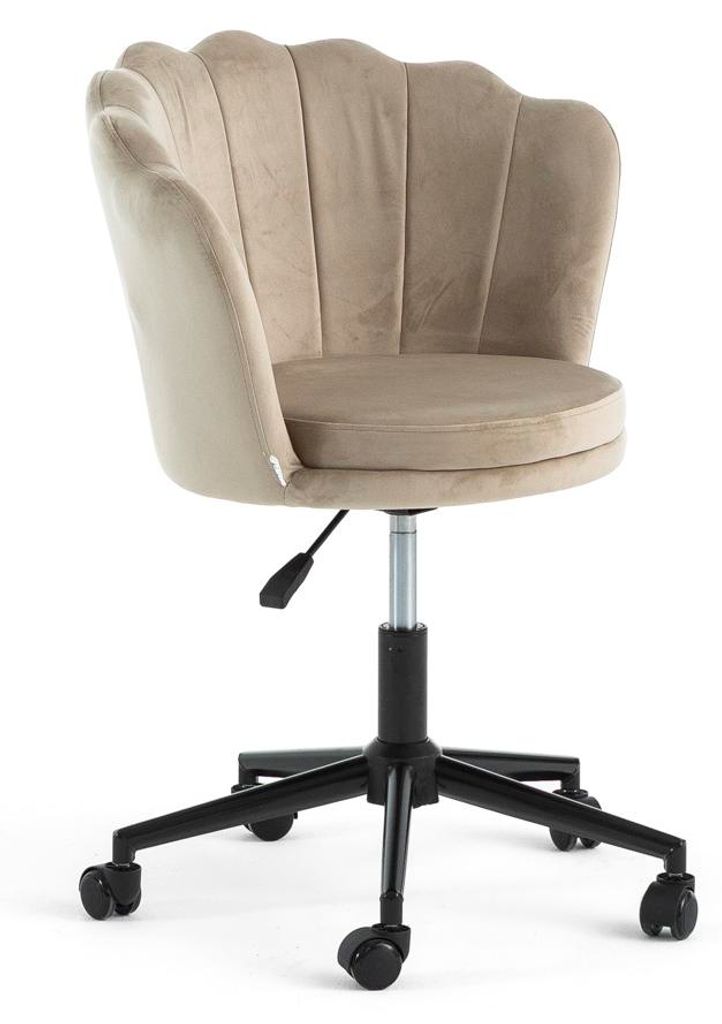 360° drehbarer Stuhl aus Samt mit Muschel-Rückenlehne, höhenverstellbar, Metallgestell und Rollen für Büro, Arbeitszimmer, Schlafzimmer – Po...