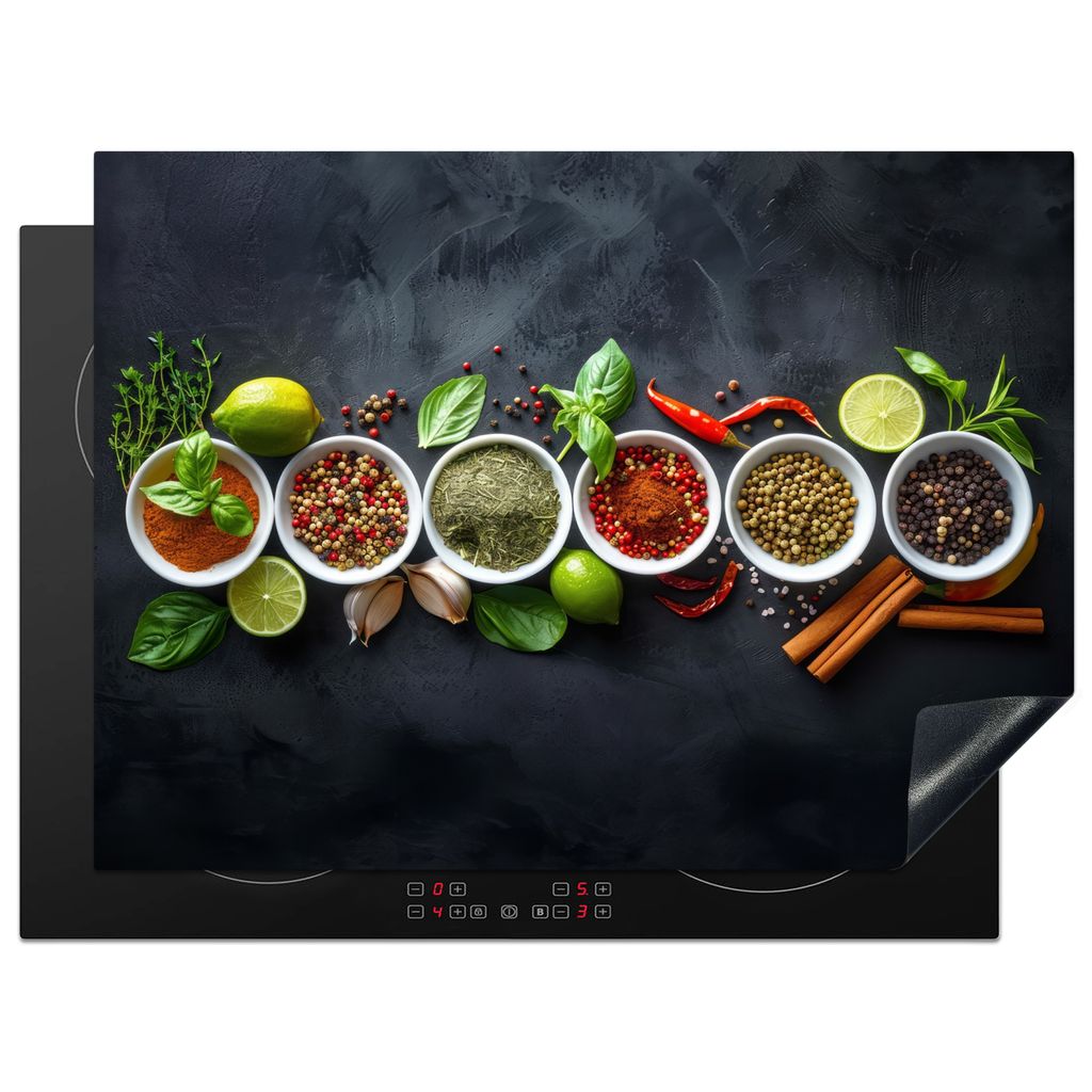 KitchenYeah Herdabdeckplatte Kräuter - Stillleben - Konkrete Optik , 70x52cm, Küche Deko, Glaskeramikkochfeld Herdabdeckung, Abdeckplatte fùr ...