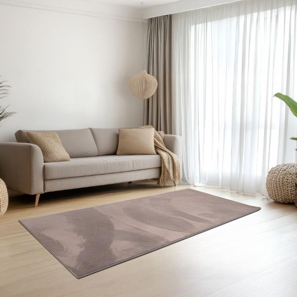 Teppich taupe samtig weich Hasenfell-Optik mit sanftem Glanz Größe - 60 x 110 cm