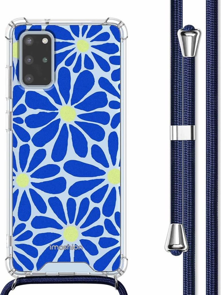 imoshion Design Hülle mit Band Samsung Galaxy S20 Plus - Cobalt Blue Flowers Connect