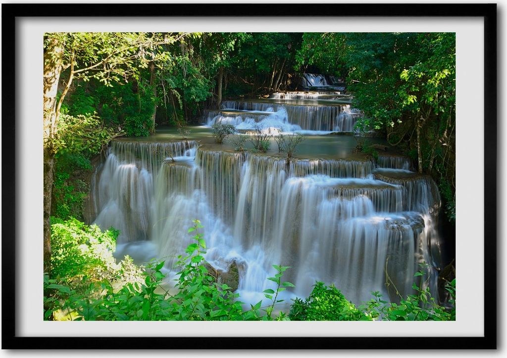 Bild - Bilderrahmen - 100 cm x 70 cm - MDF - Rahmen - Foto - Wandkunst Wasserfall