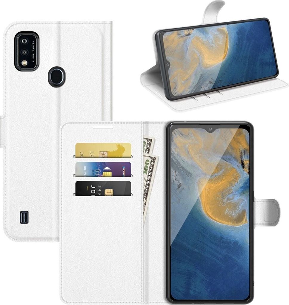König Design Hülle kompatibel mit ZTE Blade A51 Kunstleder Handyhülle - Handy Case Weiß