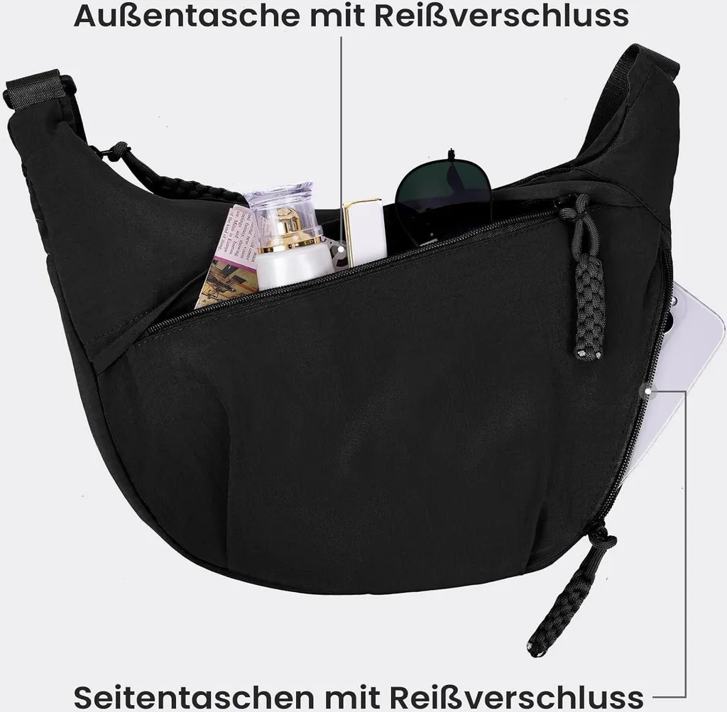 Borsa a Mezza Luna Donna Nylon Grande Crossbody - Pratica e Chic - 4