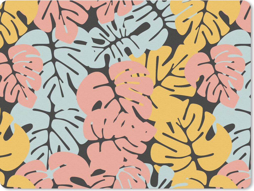 MuchoWow Mauspad Mousepad Monstera - Hawaii - Gestaltung - Pastell 40x30 cm - Mousepads - Maus Mat - Pad - Mausunterlage - Anti Rutsch