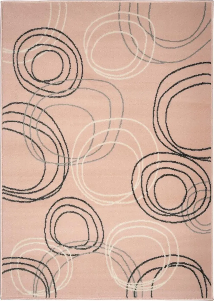 Tapis de jeux enfant rose poudré 120x170 cm Circles doux et lavable