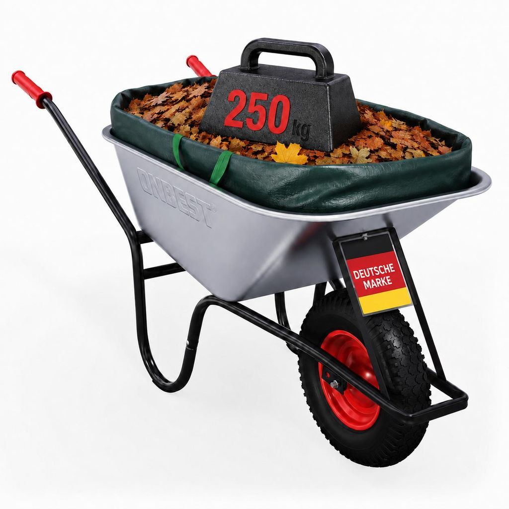 ONBEST Schubkarre WB250 | inklusive Gartenabfallsack | 100 Produktbild 