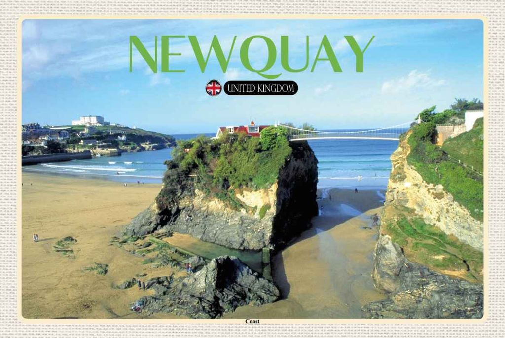 vianmo Holzschild 20x30 cm Newquay Coast United Kingdom Bildmotiv Reisemotiv Abenteuer Reisen