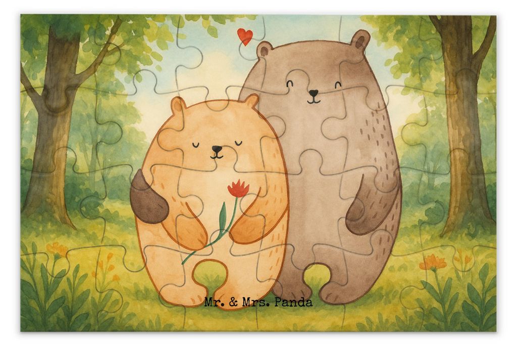 Mr. & Mrs. Panda Puzzle Bären Liebe Design 24 Teile - Weiß - Geschenk, Verlobt, Hochzeitstag, Verknallt, 300, Freundin, 500, Puzzlespiel, Kuschel...
