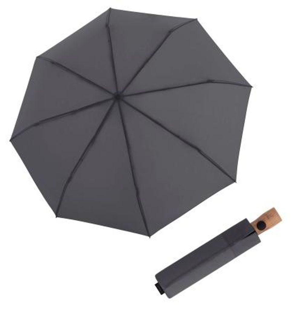 Knirps Timber duomatic Dark Grey  - skládací deštník Obrázek produktu 