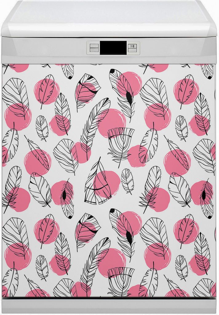 Magnet Folie für Geschirrspüler Magnete Geschirrspüle Magnet für Spülmaschine 60x70 cm Nachbildung - Federn und Punkte
