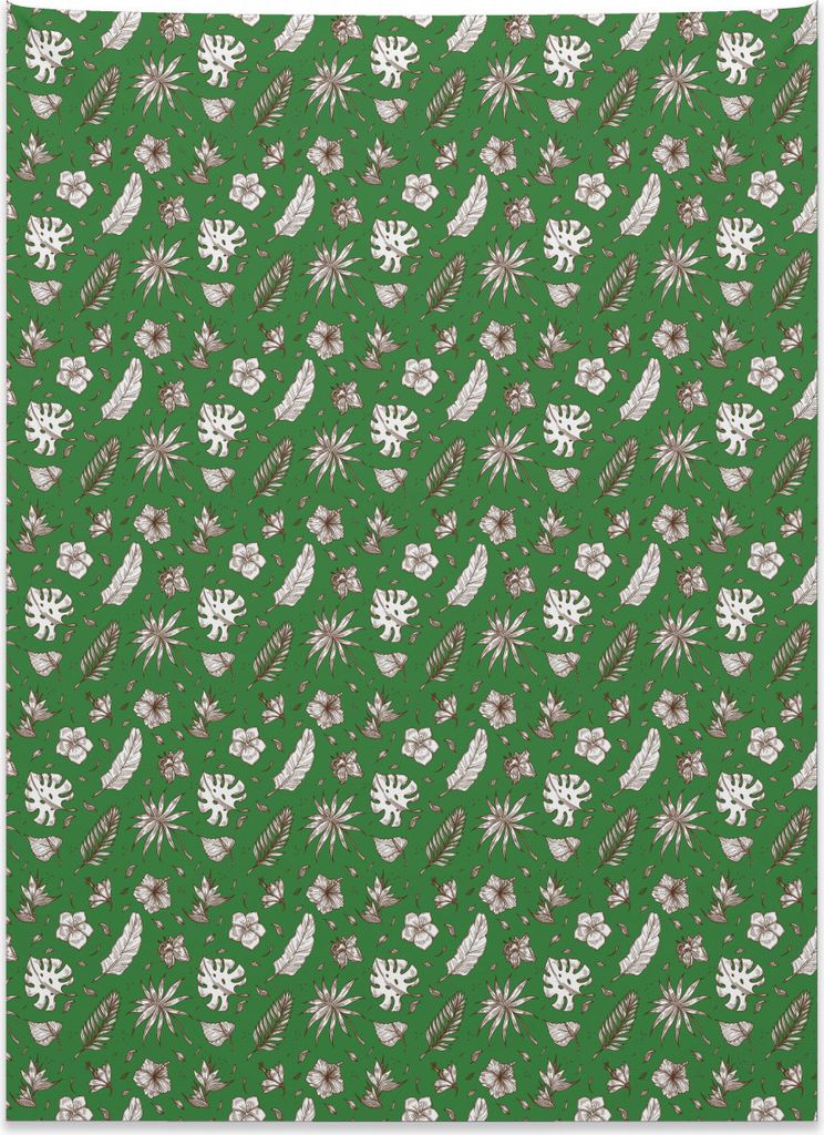 Abakuhaus Blätter Wandteppich, Hand gezeichnete Palme und Monstera aus Weiches Mikrofaser Stoff Kein Verblassen Klare Farben Waschbar, 110 x 150 c...
