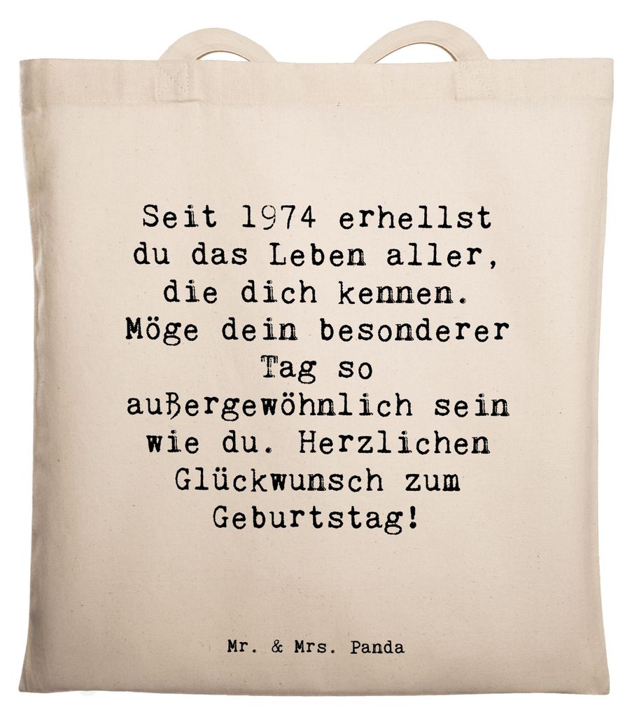 Mr. & Mrs. Panda Jutebeutel Spruch 1974 Geburtstag - Weiß - Geschenk, Erinnerungen, Liebe, Tote Bag, Alles gut zum, festivaltasche, Beutel, feiern...