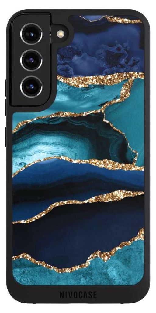 NIVOCASE Handyhülle für Samsung Galaxy S22+ Hülle NIVOpure Case Schwarz Glitzer Look Marmor Trends