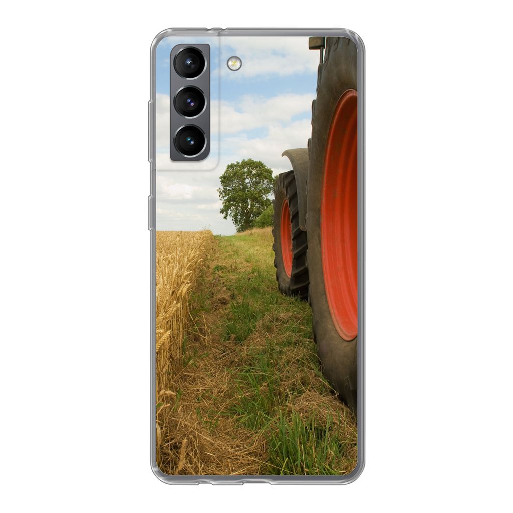 MuchoWow Handyhülle Schutzhülle Hülle für Samsung Galaxy S21 Traktor - Räder - Weizen Silikon Softcase Handy Hülle - Softcase
