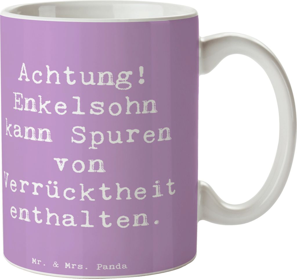 Mr. & Mrs. Panda Trinkbecher Spruch Enkelsohn Verrücktheit - Lavendeltraum - Geschenk, Freude, Tasse, Großeltern, Jubiläen, Becher, Geburtstage,...
