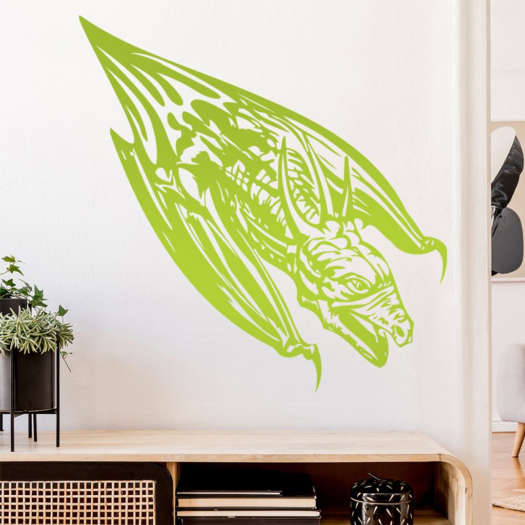 Drachen Flug Wandtattoo in 6 Größen - Wandaufkleber Wall Sticker - Dekoration, Küche, Wohnzimmer, Schlafzimmer, Badezimmer