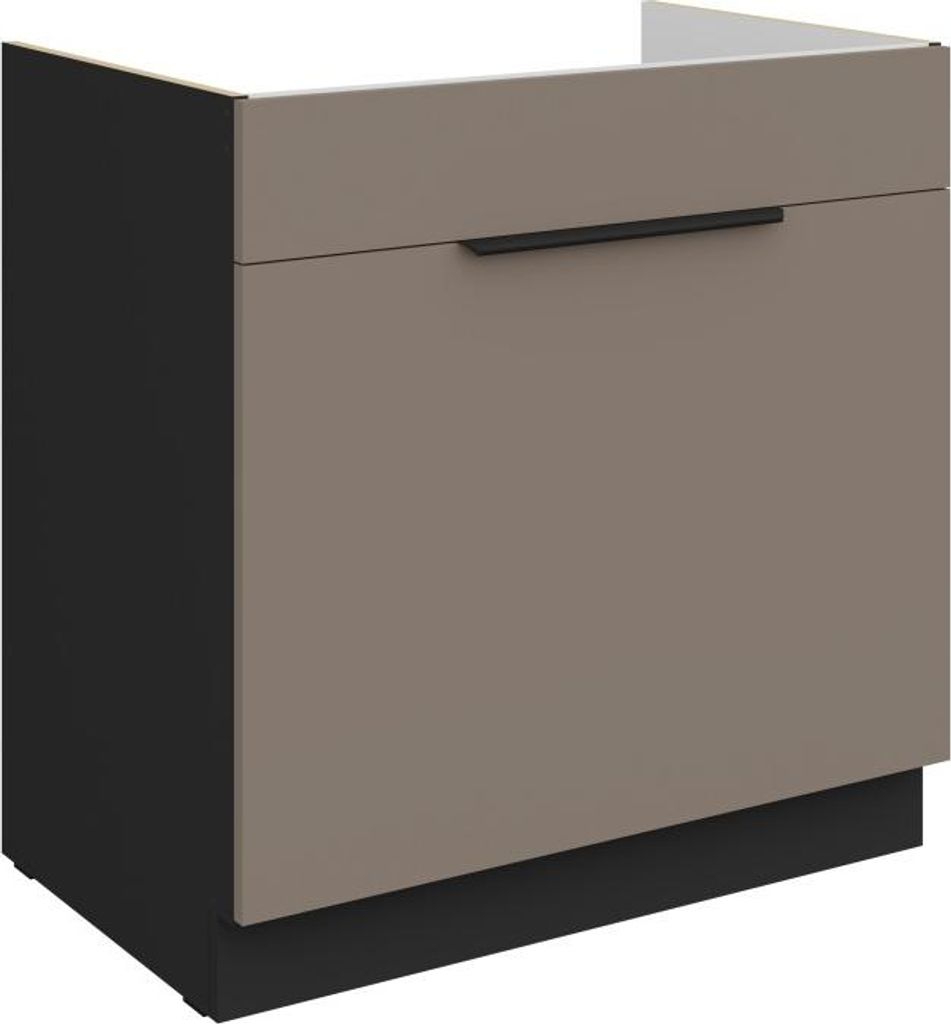 LUNARA Spülenunterschrank – Breite 80 cm, Dunkelbeige/Schwarz